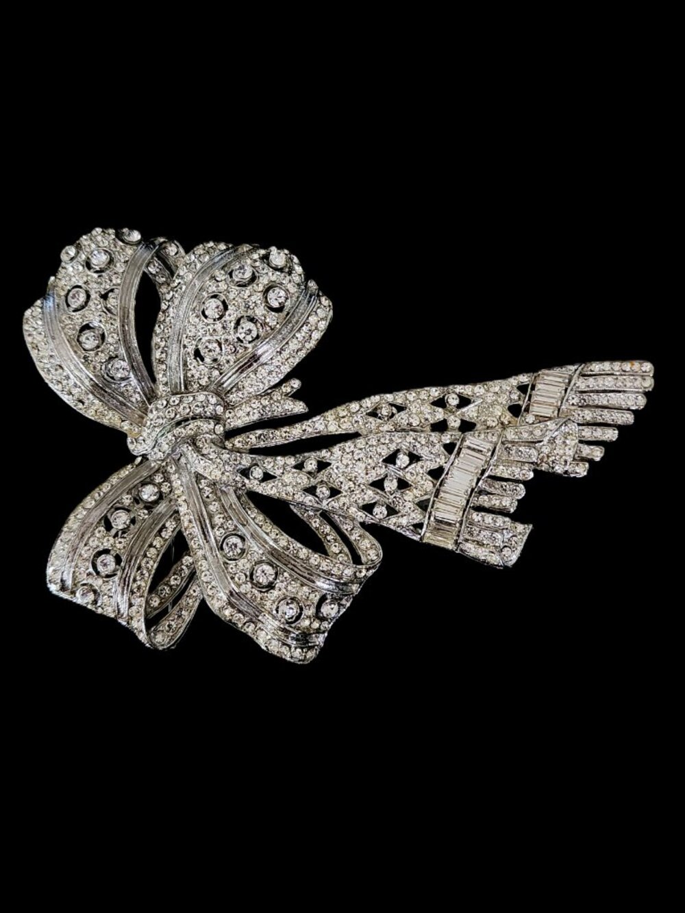 VINTAGE Thelma Deutsch Massive 4.5" Runway Bow Brooch - 80s Glam Statement - Picture 2 of 8